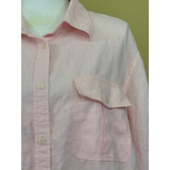 Lauren Ralph Lauren pink linen button up top, 3XL, lagenlook, oversized, layered - Picture 4 of 5